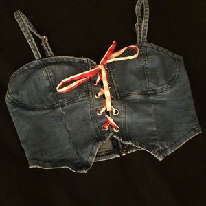 Denim bustier top